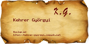 Kehrer Györgyi névjegykártya